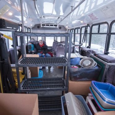 The bus was loaded with items from the shelter as well as all of the cats from the shelter.