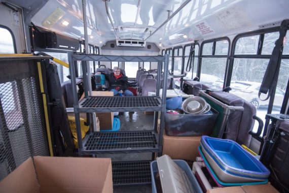 The bus was loaded with items from the shelter as well as all of the cats from the shelter.