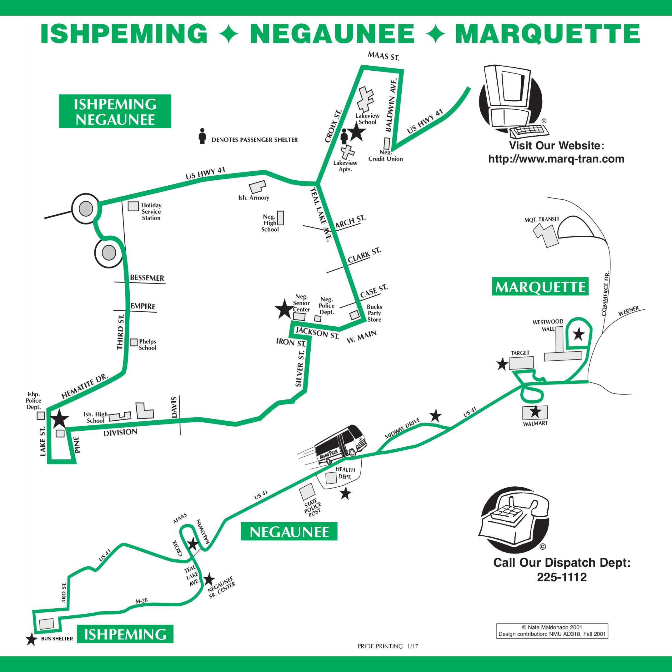 Ishpeming Negaunee Marquette Marq-Tran Route