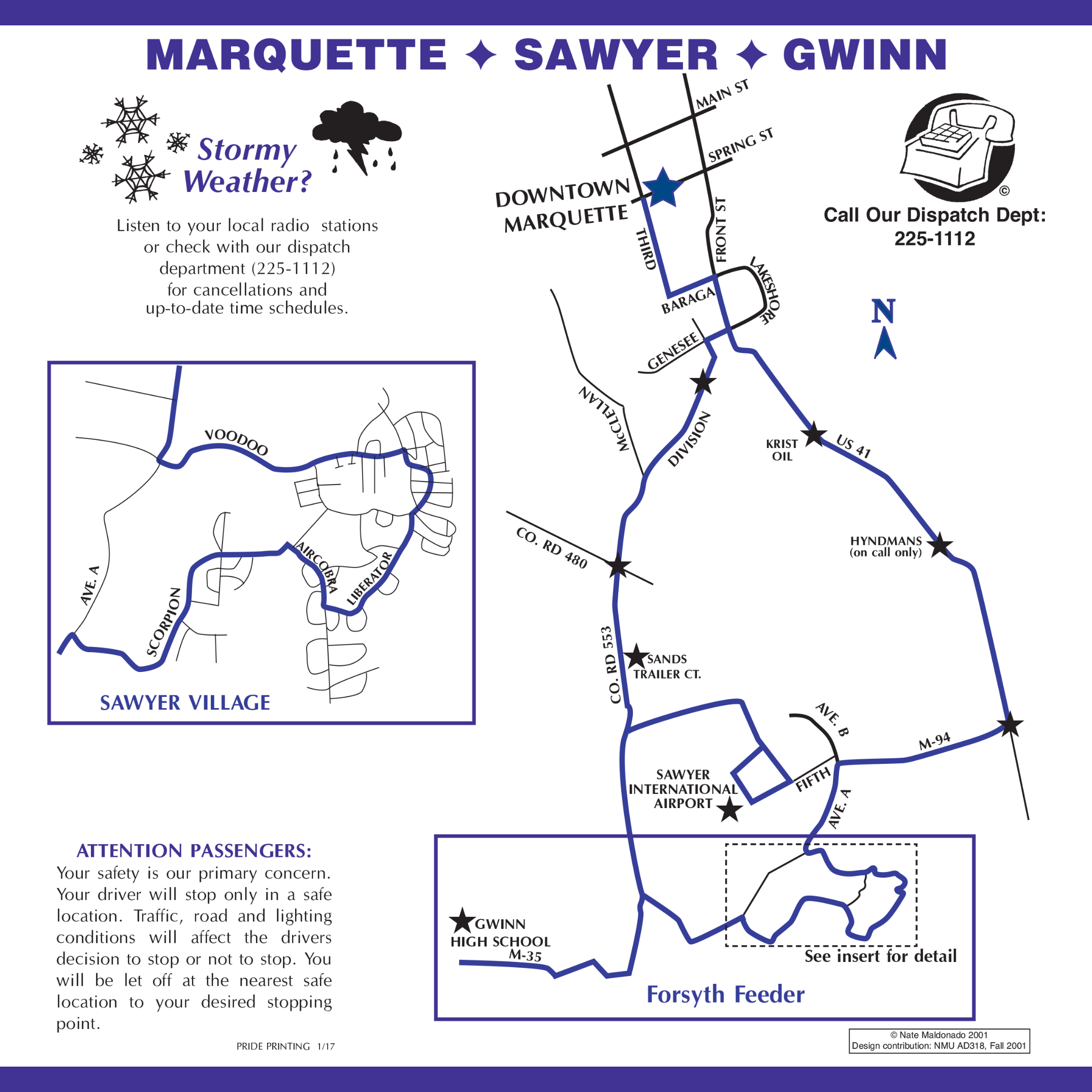 Marquette Gwinn Sawyer Marq-tran Route