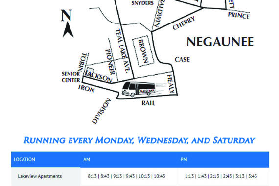 Neguanee Route and Schedule