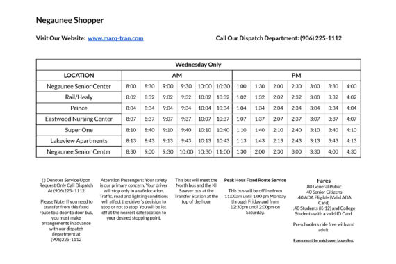 Negaunee Shopper Schedule Updated 2024